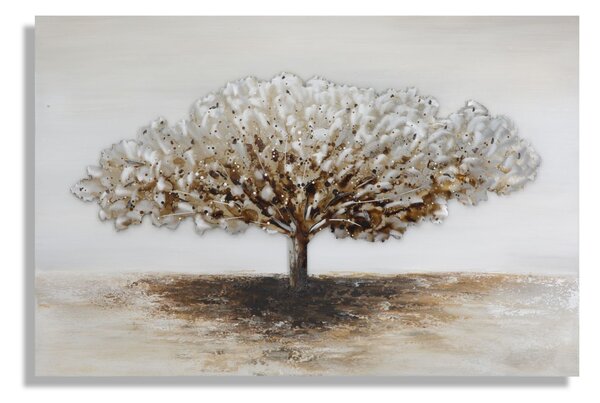 Dipinto su Tela Albero Alluminium 120x3,8x80 cm in Legno di Pino Metallo e Canvas