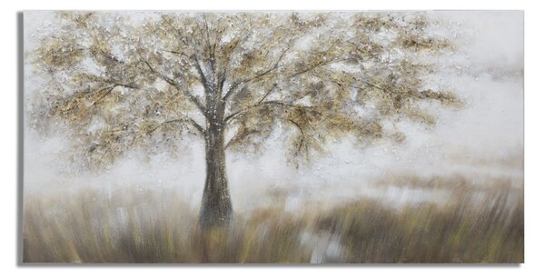 Dipinto su Tela Tree Dark 140x3,8x70 cm in Legno di Pino e Canvas Multicolor
