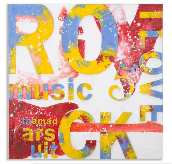 Dipinto su Tela Music 5 100x3,5x100 cm in Legno e Canvas