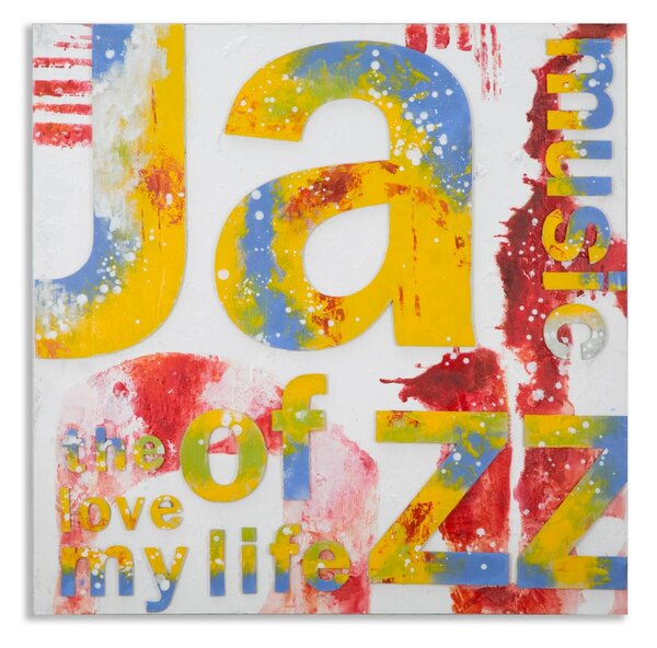 Dipinto su Tela Music 100x3,5x100 cm in Legno e Canvas