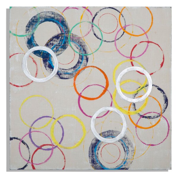 Dipinto su Tela Floating Circles 80x3x80 cm in Legno e Canvas