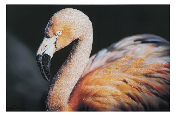 Stampa su Tela con Applicazioni Flamingo 120x3,8x80 cm in Legno e canvas