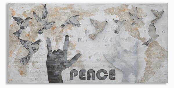Dipinto su Tela Peace 120x3x60 cm in Legno e Canvas