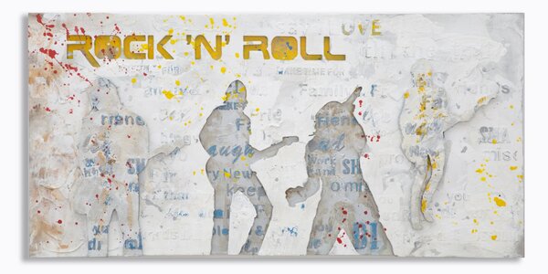 Dipinto su Tela Rock N Roll 120x3x60 cm in Legno e Canvas