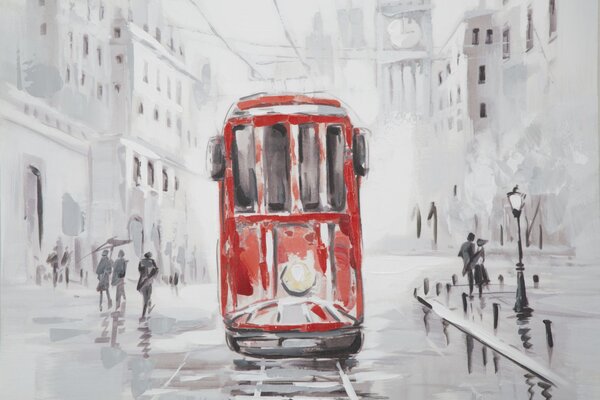Dipinto su Tela Tram 80x3x80 cm in Legno e canvas
