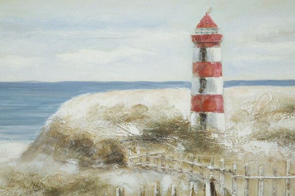 Dipinto su Tela Faro 120x3,7x80 cm in Alluminio Plastica e Canvas