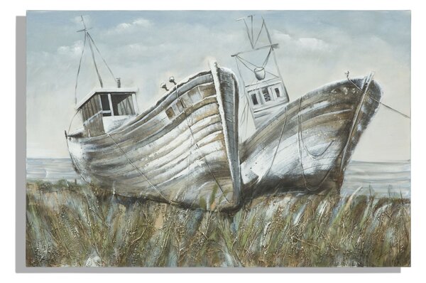 Dipinto su Tela Barche 120x3,7x80 cm in Alluminio Plastica e Canvas