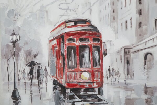 Dipinto su Tela Tram 80x3x80 cm in Legno e canvas