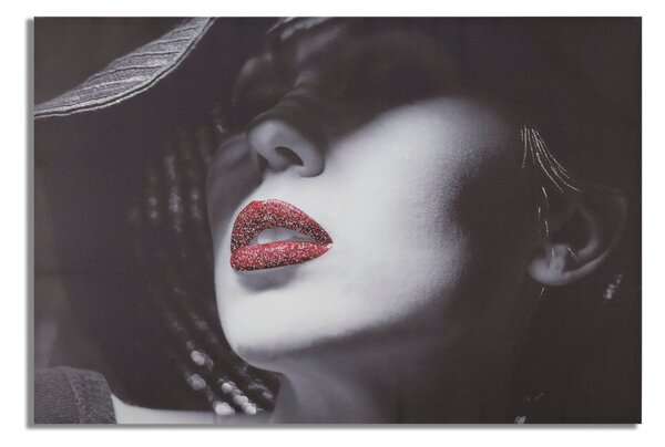Stampa su Tela con Applicazioni Lady Lady Hat 120x3,8x80 cm in Legno di Pino e Canvas Multicolor