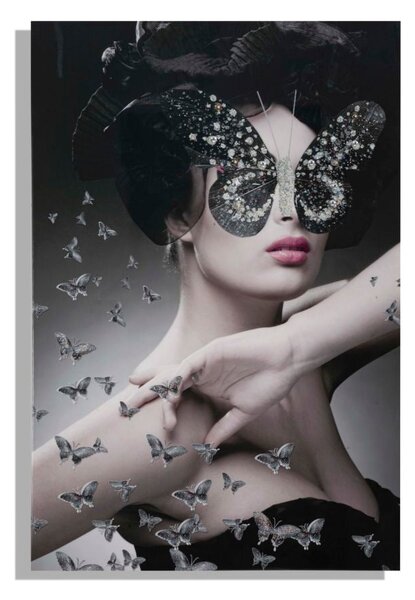 Stampa su Tela con Applicazioni Dark Lady 80x3,8x120 cm Legno di Abete e Canvas Multicolor