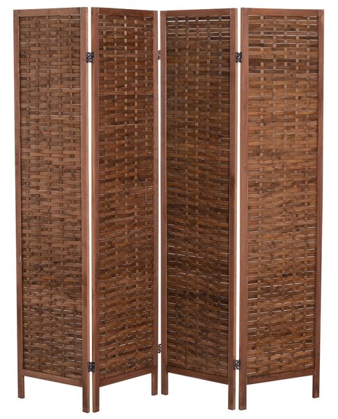 Separé 4 Pannelli in Bambù e Legno Scuro 180x180x2 cm