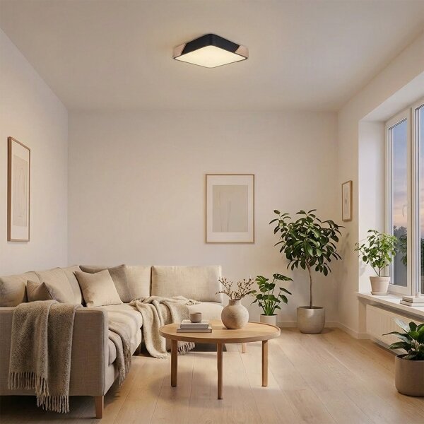 Brilagi - Plafoniera a LED PILANA LED/24W/230V rovere/nero 32x32 cm