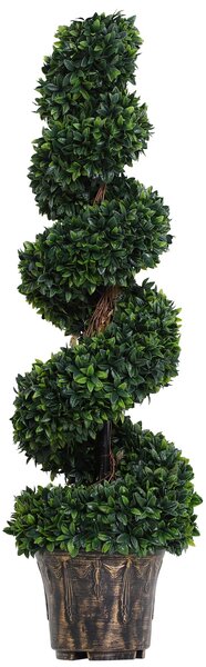 Pianta Artificiale Bosso a Spirale Ø32x112 cm con Vaso Verde