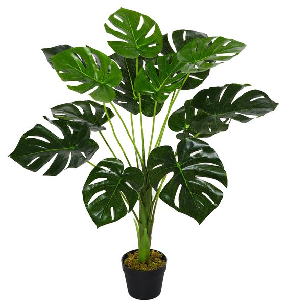 Pianta Artificiale Monstera H85 cm con Vaso Verde