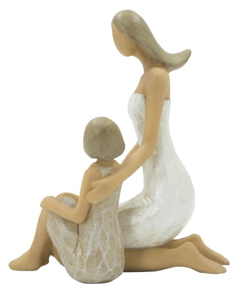 Donna Wood con Bambina 10x5,5x11,5 cm in Poliresina