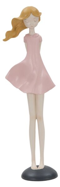 Statuetta Dolly 12x9x40,5 cm in Resina Rosa