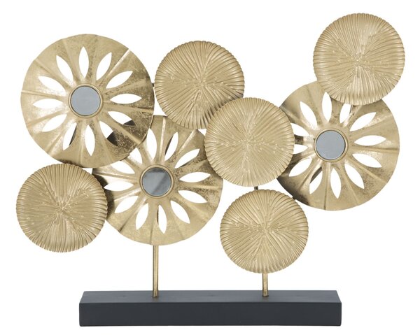 Scultura Panel 50x7x42 cm in Ferro Oro e Nero