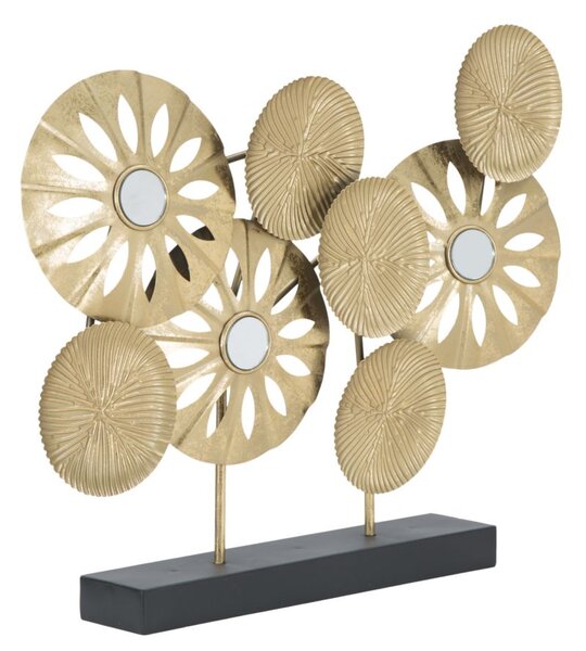 Scultura Panel 50x7x42 cm in Ferro Oro e Nero