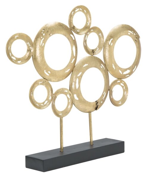 Scultura Panel 49x7x41 cm in Ferro Oro e Nero