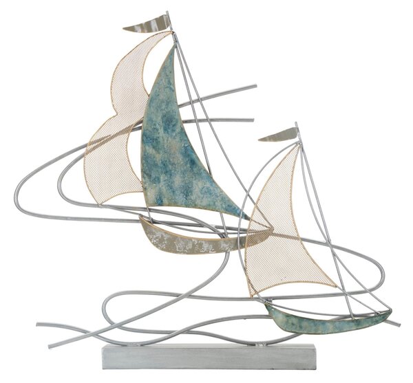 Scultura Regata 64x8,9x60 cm in Ferro Multicolor