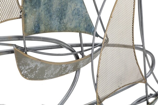 Scultura Regata 64x8,9x60 cm in Ferro Multicolor