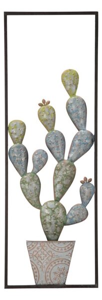 Pannello Cactus-Frame 31x2,5x90 cm in Ferro Verde e Azzurro