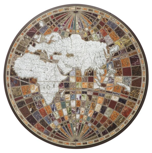 Pannello Bizantino Map Ø125x3,5 cm in Ferro Multicolor