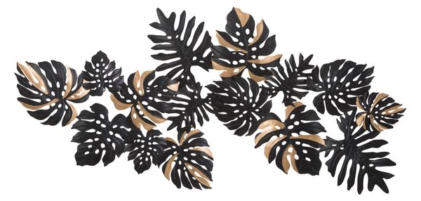 Pannelo Dark Leaf 133x6,5x63 cm in Ferro Nero e Oro