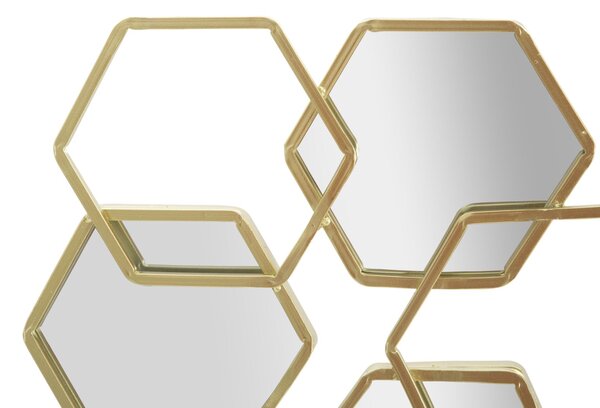 Pannello da Muro Alveare 87,5x2,75x40 cm in Ferro MDF e Specchio Oro