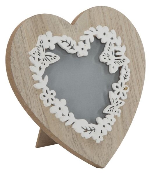 Cornice a Cuore Live Laugh Love 15x1,5x15 cm MDF Marrone e Bianco