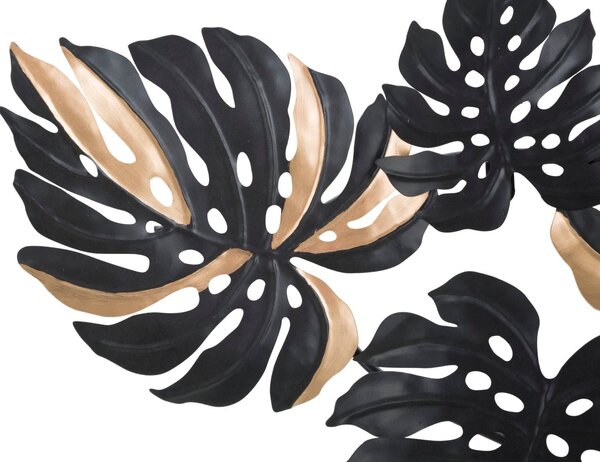 Pannelo Dark Leaf 133x6,5x63 cm in Ferro Nero e Oro