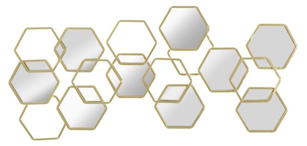 Pannello da Muro Alveare 87,5x2,75x40 cm in Ferro MDF e Specchio Oro