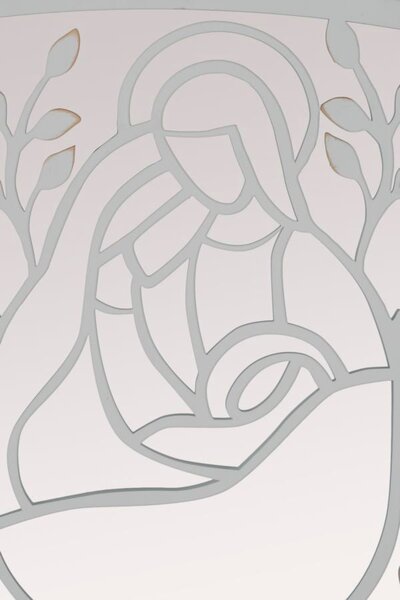 Pannello Bianco Nativity 120x2x60 cm in Ferro MDF e Specchio Bianco