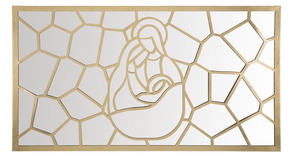 Pannello Nativity Oro Rettangolare 120x2x66 cm in Ferro MDF e Specchio Oro