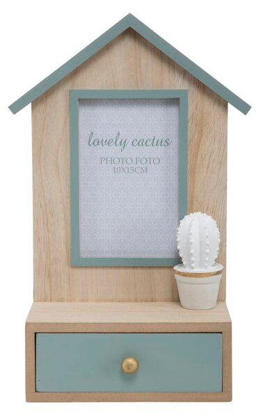 Cornice Cactus con Cassetto 20,5x8,5x31 cm MDF e Vetro Grigio