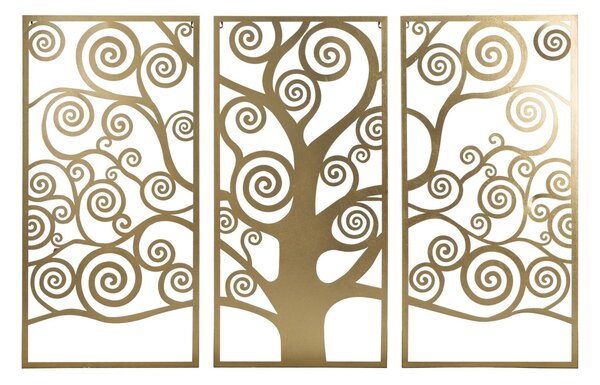 Pannello Albero della Vita Oro Set 3Pz 165x2x110 cm in Ferro Oro
