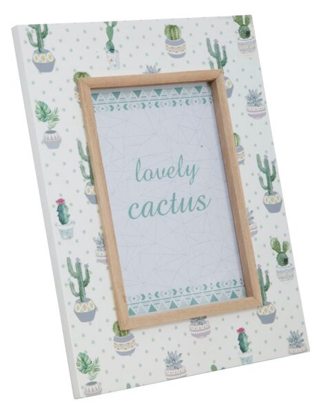 Cornice Cactus 22x1x27 cm MDF e Vetro Verde
