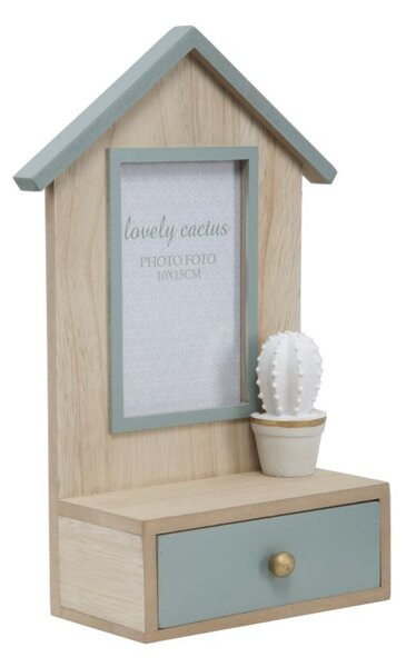 Cornice Cactus con Cassetto 20,5x8,5x31 cm MDF e Vetro Grigio