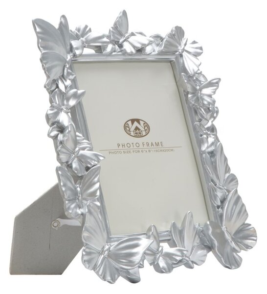 Cornice Farfalle 24,5x4x30,5 cm in Poliresina e Vetro Argento