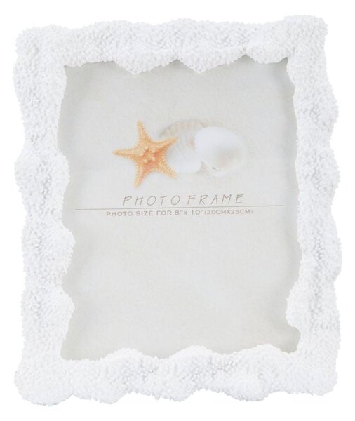 Cornice Corallo 25,7x2,5x30,5 cm in Resina e Vetro Bianco
