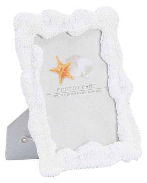 Cornice Corallo 20,5x2,3x25,5 cm in Resina e Vetro Bianco
