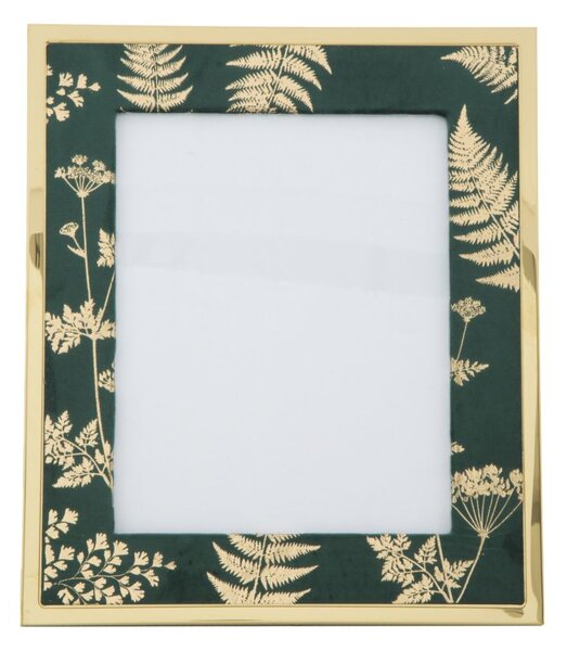 Cornice Glam Verde 28x1,5x33,5 cm in Ferro MDF e Vetro Verde e Oro