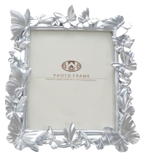 Cornice Farfalle 30x4x36 cm in Poliresina e Vetro Argento