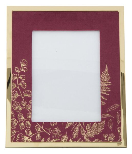 Cornice Glam 24x1,5x29 cm in Ferro MDF e Vetro Bordeaux e Oro
