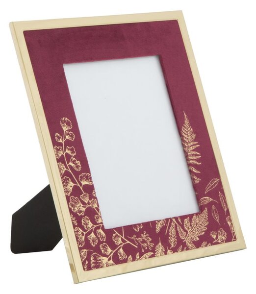 Cornice Glam 24x1,5x29 cm in Ferro MDF e Vetro Bordeaux e Oro