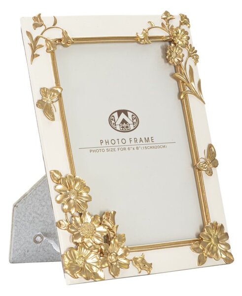 Cornice Flosh 20x2x25 cm in Poliresina e Vetro Crema e Oro