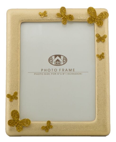 Cornice Glam Butterfly 19,5x2,5x24,5 cm in Poliresina e Vetro Oro
