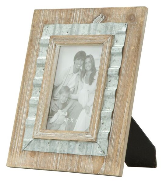 Cornice Wody 21,5x3x26,5 cm in Ferro e MDF Naturale e Argento