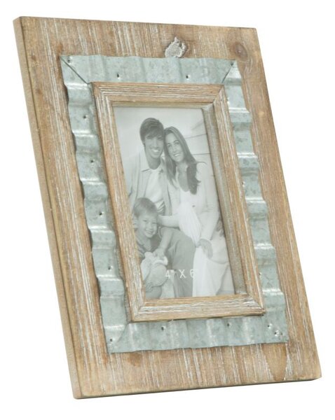Cornice Wody 21,5x3x26,5 cm in Ferro e MDF Naturale e Argento