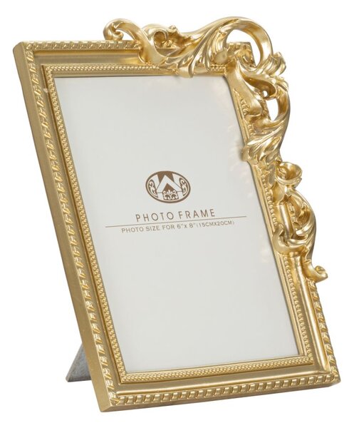Cornice Fregis 19,5x3,7x25,5 cm in Poliresina e Vetro Oro